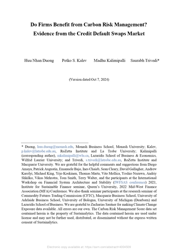 Do Firms Benefit from Carbon Risk Management? Evidence from the Credit Default Swaps Market